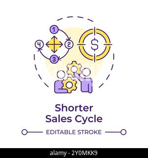 Shorter sales cycle multi color concept icon Stock Vector