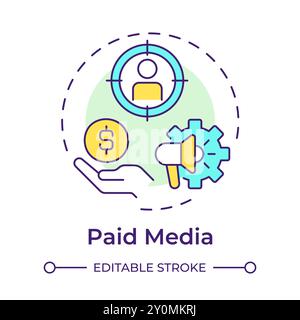 Paid media multi color concept icon Stock Vector