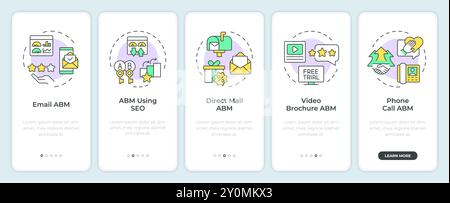 ABM tools onboarding mobile app screen Stock Vector
