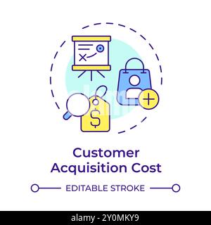 Customer acquisition cost multi color concept icon Stock Vector