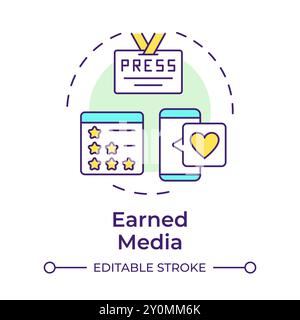 Earned media multi color concept icon Stock Vector