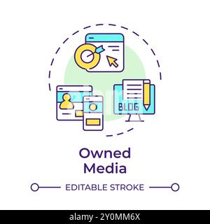 Owned media multi color concept icon Stock Vector