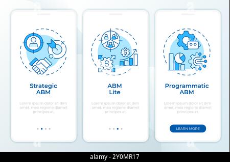 ABM approaches blue onboarding mobile app screen Stock Vector