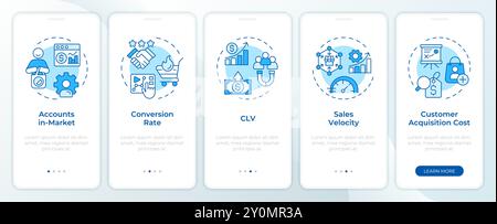 ABM efficiency blue onboarding mobile app screen Stock Vector