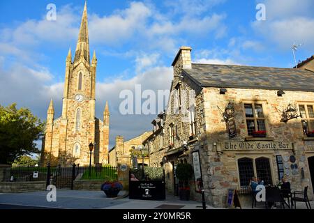 The Church of Ireland and Olde Castle Bar restaurant in Donegal Town, Ireland. Stock Photo