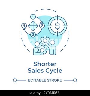 Shorter sales cycle soft blue concept icon Stock Vector