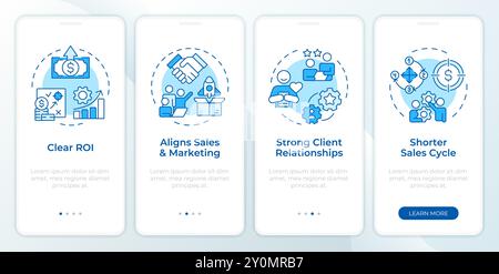 ABM benefits blue onboarding mobile app screen Stock Vector