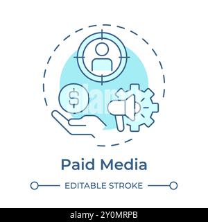 Paid media soft blue concept icon Stock Vector