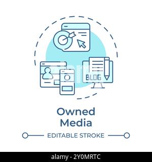 Owned media soft blue concept icon Stock Vector