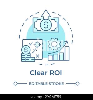 Clear roi soft blue concept icon Stock Vector