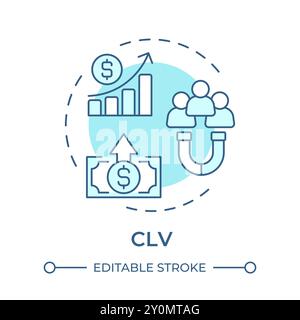 CLV soft blue concept icon Stock Vector