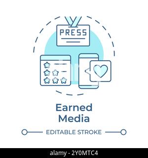 Earned media soft blue concept icon Stock Vector