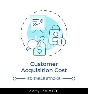 Customer acquisition cost soft blue concept icon Stock Vector