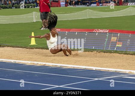 Tara Davis-Woodhall (United States), winner of long jump women at Golden Gala Pietro Mennea Diamond League Athletics 2024, Rome, Italy Stock Photo