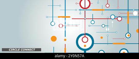 Color graphic background. Circles and dots connections design. Vector illustration Stock Vector