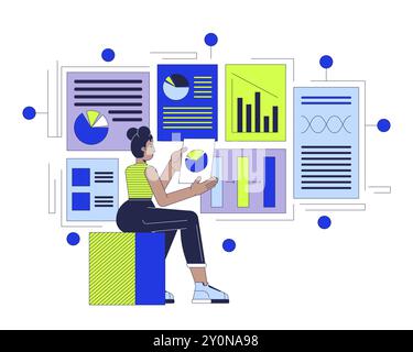 Data-driven product management 2D illustration concept Stock Vector