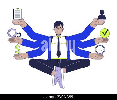 Multitasking in management 2D illustration concept Stock Vector