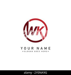 Abstract Letter WK Logo - Initial Monogram Template for Alphabet W and K Stock Vector