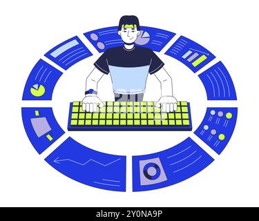 Data analytics business reports 2D illustration concept Stock Vector
