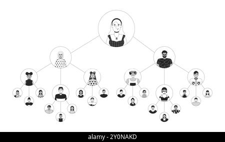 Hierarchy corporate black and white 2D illustration concept Stock Vector