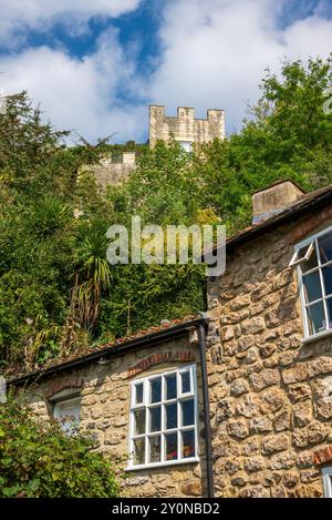 House in the rock at the top of hill, Knaresborough, North Yorkshire Stock Photo