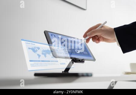 Business Data Visualization on Tablet Stock Photo