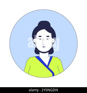 Japanese woman kimono traditional 2D linear vector avatar illustration Stock Vector