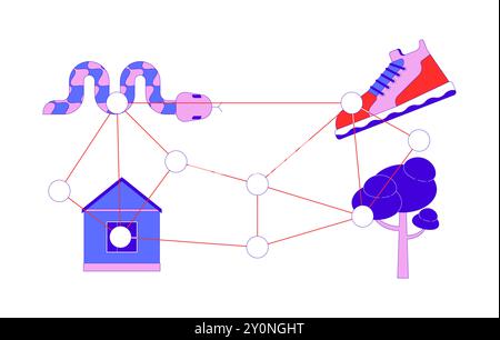 Multiple targets for eye tracking exercise 2D cartoon object Stock Vector