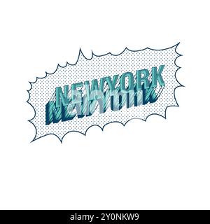 New york retro comic lettering typography Stock Vector