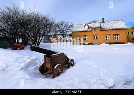 The Skansen Festningsverk, Tromso city, Northern Norway The oldest house in Tromso, built as a custom's station in 1789 Stock Photo