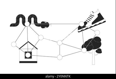 Multiple targets for eye tracking exercise black and white 2D line object Stock Vector
