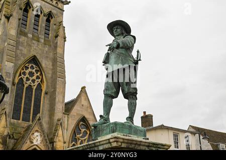 Statue of 17th Century parliamentarian and Lord Protector, Oliver Cromwell at St Ives in Cambridgeshire, England, UK. Stock Photo