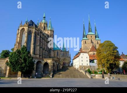 Domplatz Cathedral Square, Erfurt, Germany Stock Photo