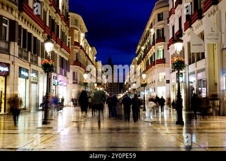 Malaga,Spain. Street scene in the pedestrian zone in the evening. March 19, 2018 Stock Photo