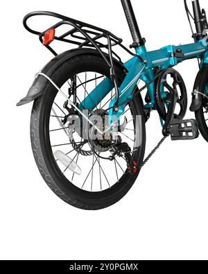 Folding compact bike. Close-up. Isolated on white background. Stock Photo