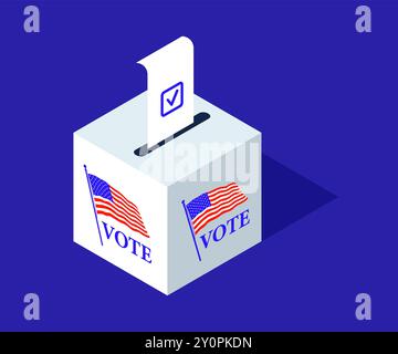 Elections and voting isometric concept with ballot box and people ...