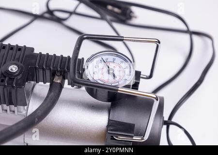 Car mini compressor on white Stock Photo