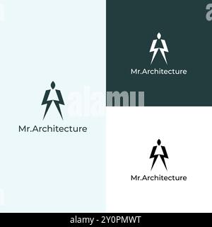 Mr Architecture Minimal Logo Design Stock Vector