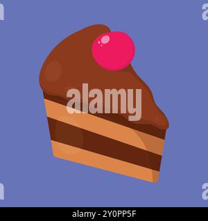 Chocolate Pastry vector icon. Chocolate pastry cake vector. birthday cake pastry Stock Vector