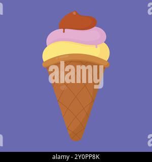 Ice Cream icon vector. Cold Cone Ice Cream vector. ice cream vector. Stock Vector