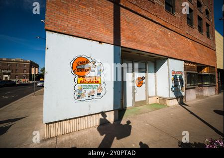 1880’s red brick buildings being restored on the main street of Pendleton OR, USA. Stock Photo