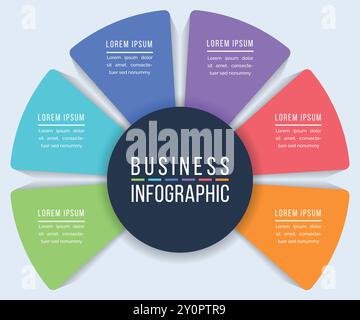 Circle Infographic design 6 steps, objects, elements or options infographic business template Stock Vector