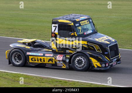 Stuart Oliver in the Team Oliver Racing Volvo VNL during the 2023 Snetterton British Truck Racing Championship race, Norfolk, UK. Stock Photo