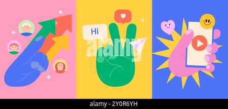 Set of influence concepts symbols from influencers Stock Vector