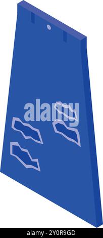 Blue climbing wall with grips for training at home, isolated on white background Stock Vector