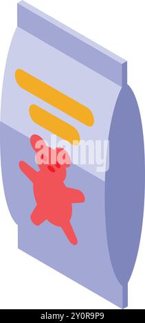 Gummy candy pack with teddy bear isometric icon vector illustration for web design isolated on white background Stock Vector