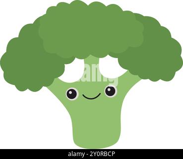 Cute broccoli with smiling face Stock Vector