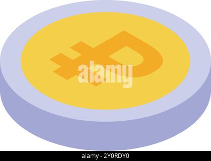 This vector illustration features a golden russian ruble coin rotating, symbolizing financial transactions and currency exchange Stock Vector
