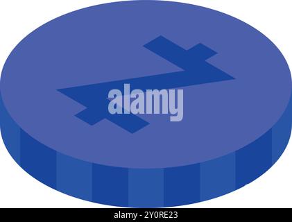Blue litecoin cryptocurrency physical coin in isometric view isolated on white background Stock Vector