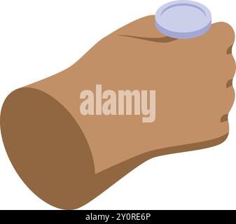 Hand is holding a single poker chip, in a game of chance with high stakes Stock Vector